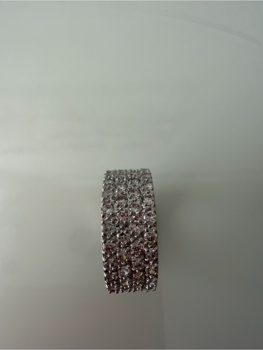 Silver Textured Wide Band Ring